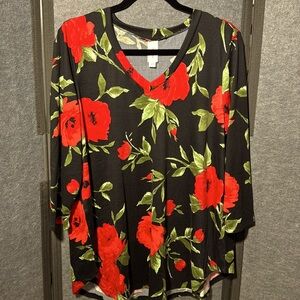 Size L - Fits size 12-14
Tunic 3/4-sleeve. Stretchy HoneyMe